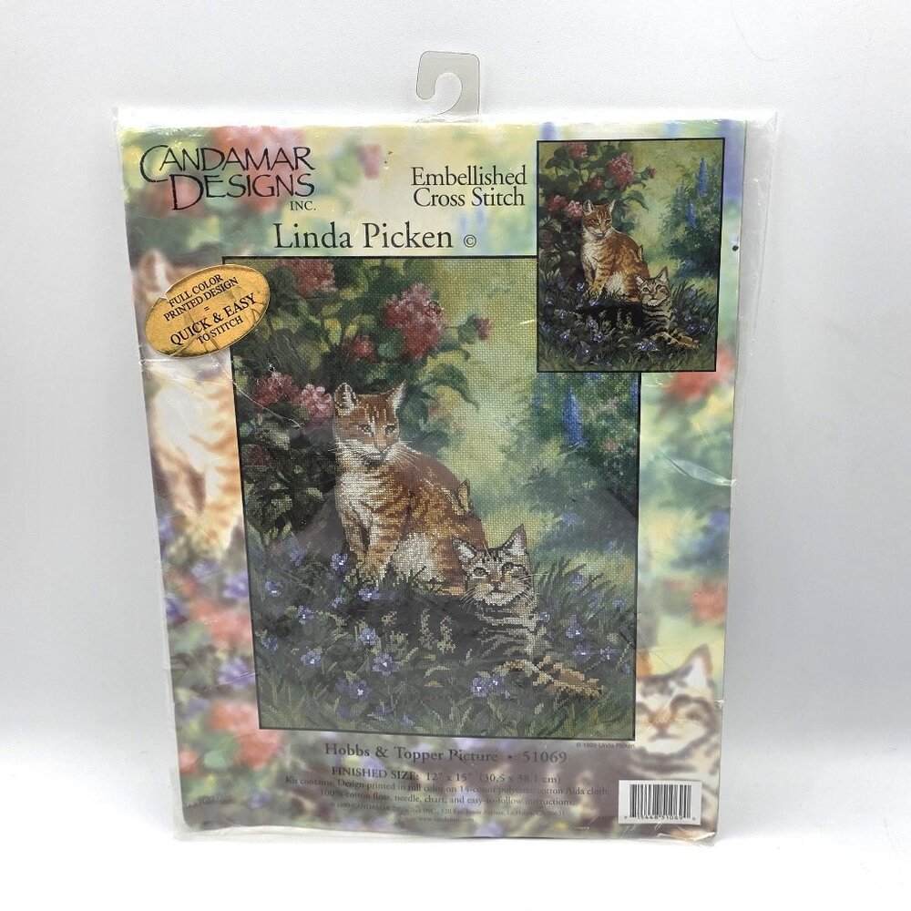 Candamar Designs Cats Hobbs & Topper Picture Embellished Cross Stitch Kit 51069